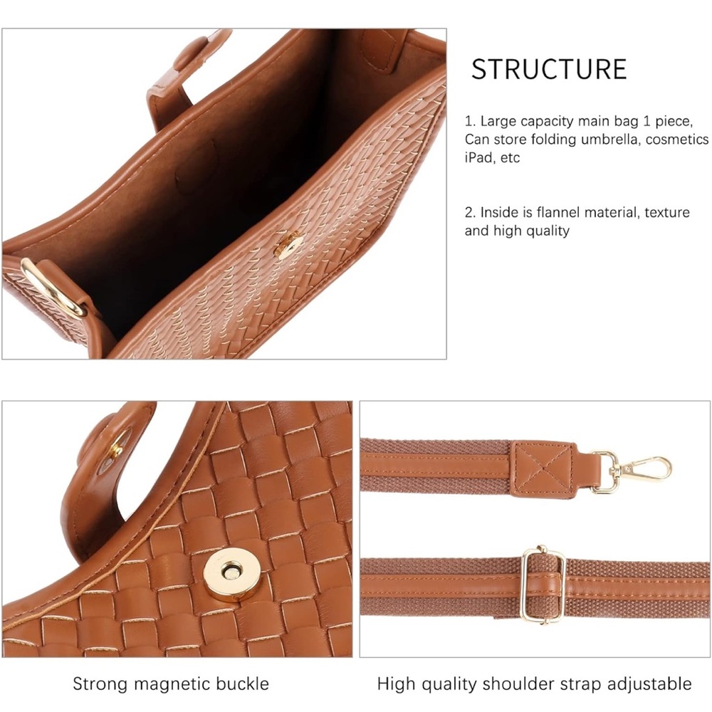✨NWOT Brown Woven Crossbody Bag - Picture 7 of 11